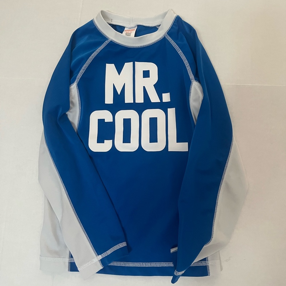 💕HP💕Gymboree swim rashguard - blue and white “Mr. Cool” size S